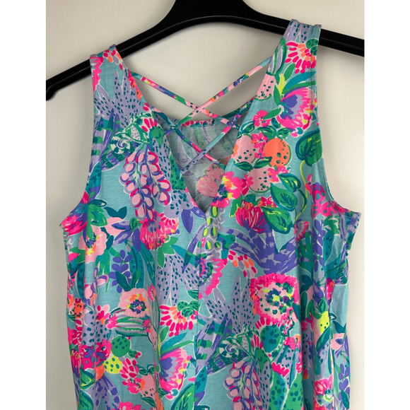 Lilly Pulitzer Kristen Dress Mini Multi-Color Printed Tropical Fruit Small Short - Picture 9 of 12